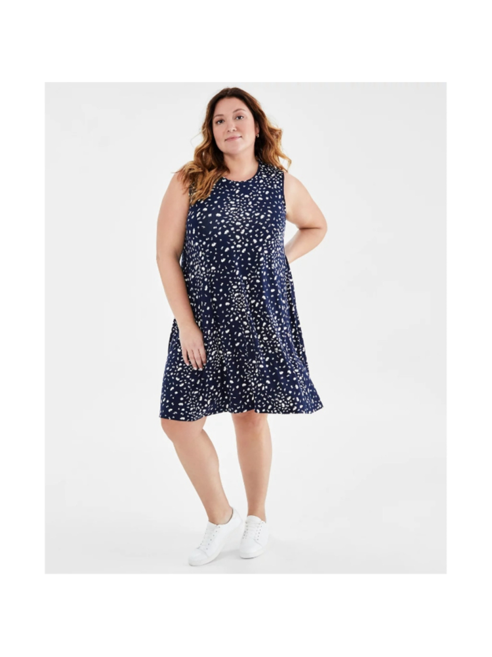 Style & Co Plus Size 4X Navy Floral Printed Sleeveless Flip Flop Dress NWT